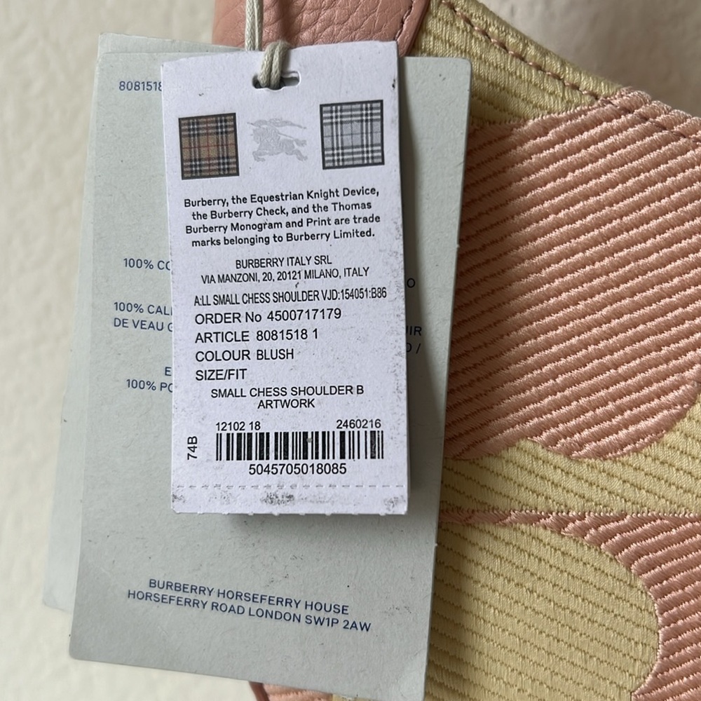 BURBERRY Small Chess Shoulder Bag - Blush/ Serbert - Picture 7 of 16